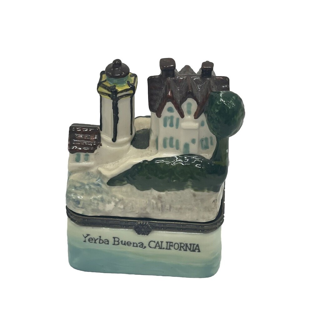 Vintage Yerba Buena CA Lighthouse Souvenir Trinket Box LIghthouse Collection